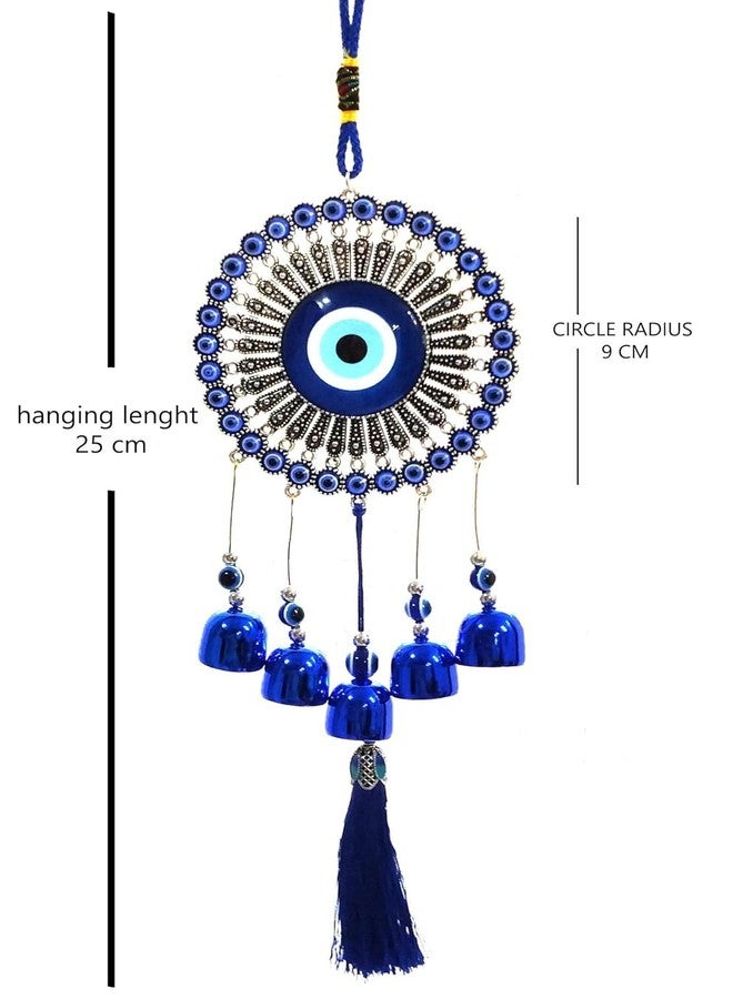 KIRINVEDA 5 Bells Wind Chimes Door Decoration, Nazar Battu for Home Positive Energy, Evil Eye Hanging for Home and Office, Evil Eye Home Decor Items, Hanging Decorative Items for Home - Image 4